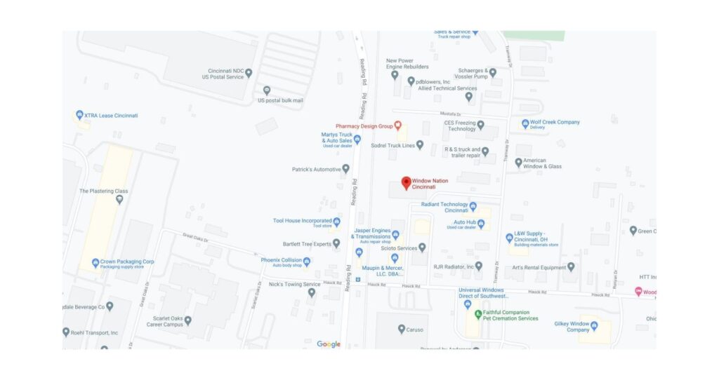 Google Map Directions to the Window Nation Showroom in Cincinnati